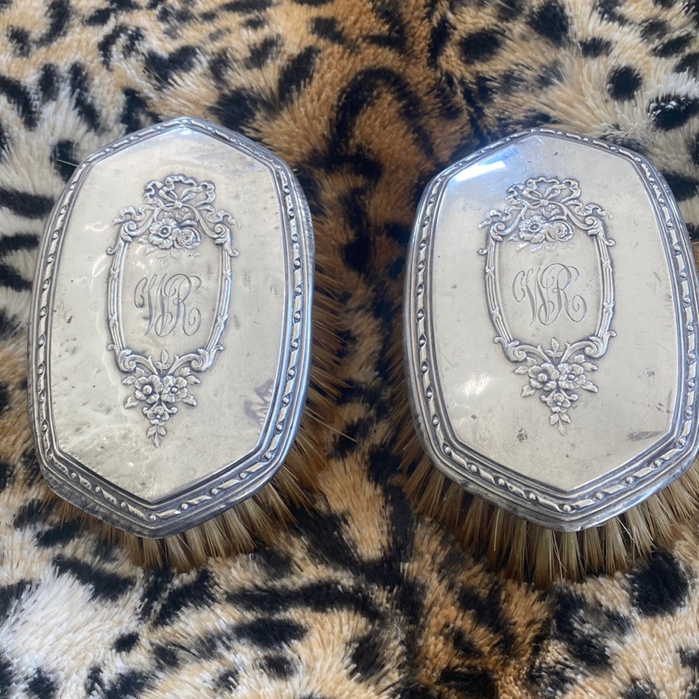 Antique Silver Plated Hair Brushes